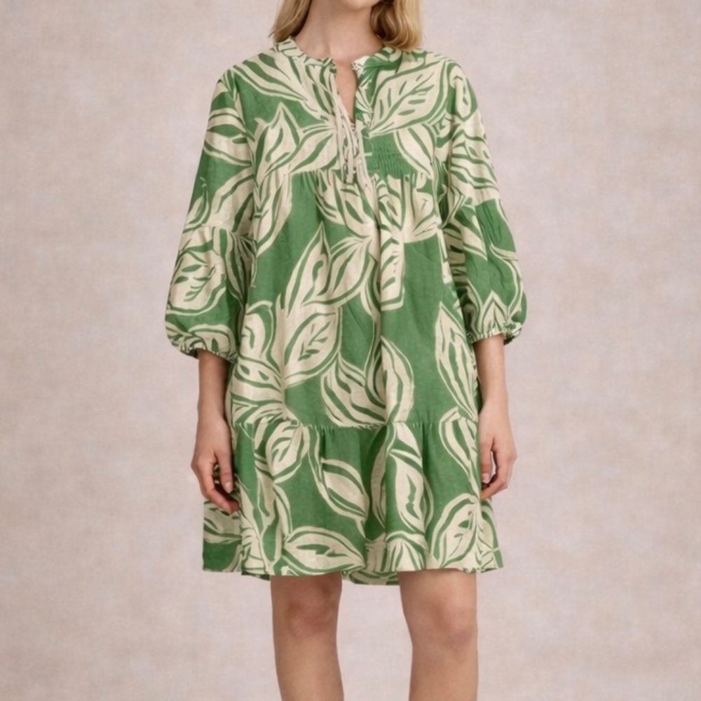 Zara Green Printed Mini Dress